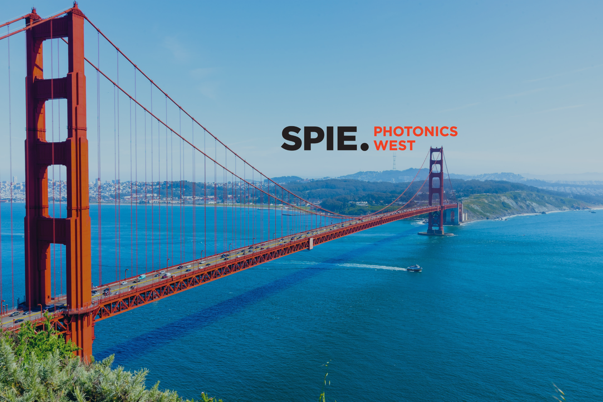 A banner image of the Golden Gate Bridge in San Francisco with the SPIE Photonics West logo on the image.